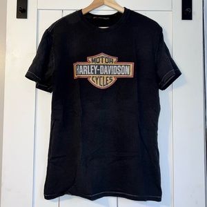 Harley Davidson single stitch distressed logo graphic short sleeve t shirt